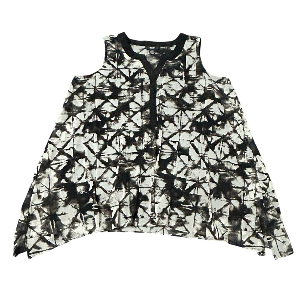 NWOT Alfani Women’s Black and White Abstract Sleeveless Blouse Top Boho Sz 0X - Picture 5 of 12